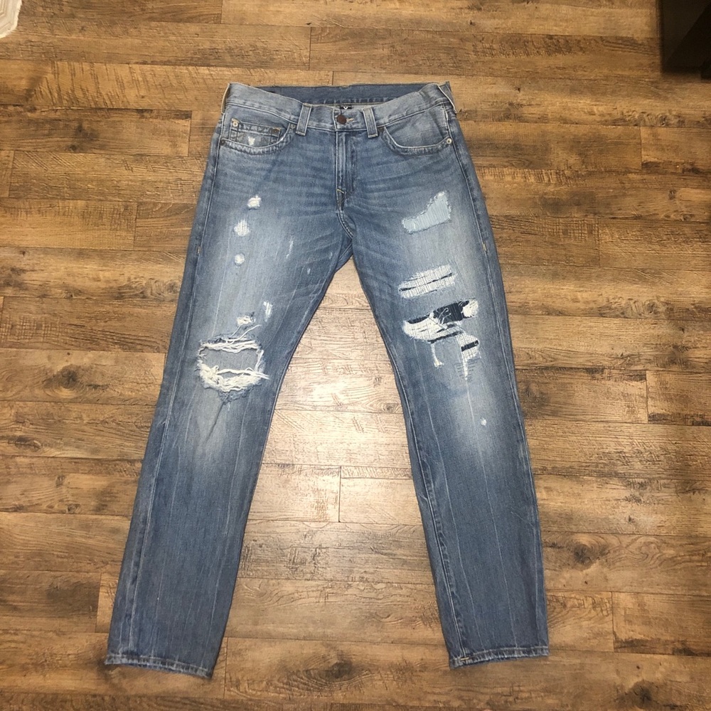 True Religion ripped designer jeans